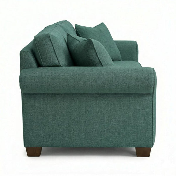 English Elm Irlanda Velvet Three Cushion Sofa USA Crafted Tailored Square Arm Living Room Forest Green B2761P502680