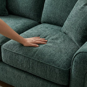 English Elm Irlanda Velvet Three Cushion Sofa USA Crafted Tailored Square Arm Living Room Sage Green B2761P502681