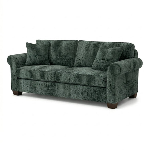 English Elm Irlanda Velvet Three Cushion Sofa USA Crafted Tailored Square Arm Living Room Sage Green B2761P502681