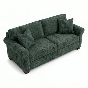 English Elm Irlanda Velvet Three Cushion Sofa USA Crafted Tailored Square Arm Living Room Sage Green B2761P502681
