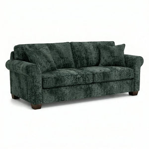 English Elm Irlanda Velvet Three Cushion Sofa USA Crafted Tailored Square Arm Living Room Sage Green B2761P502681