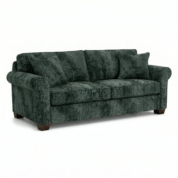 English Elm Irlanda Velvet Three Cushion Sofa USA Crafted Tailored Square Arm Living Room Sage Green B2761P502681