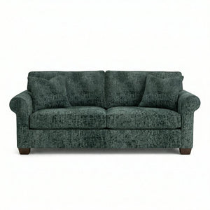 English Elm Irlanda Velvet Three Cushion Sofa USA Crafted Tailored Square Arm Living Room Sage Green B2761P502681