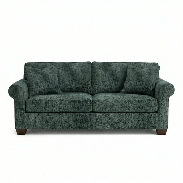 English Elm Irlanda Velvet Three Cushion Sofa USA Crafted Tailored Square Arm Living Room Sage Green B2761P502681