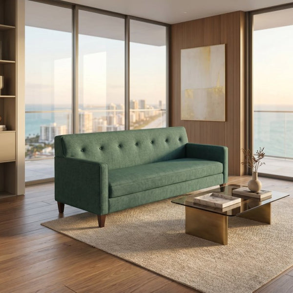 English Elm Harper Velvet Sofa Handcrafted in Usa with Square Arms for Traditional Living Rooms B2761P527711