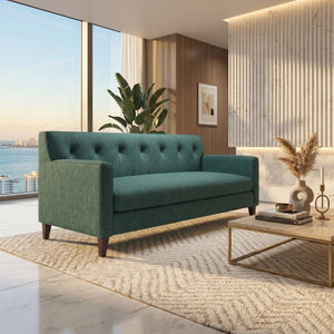 English Elm Harper Velvet Sofa Handcrafted in Usa with Square Arms for Traditional Living Rooms B2761P527711