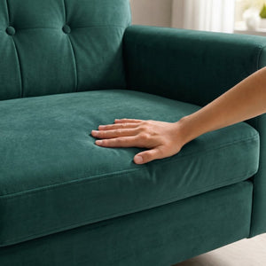 English Elm Harper Velvet Sofa Handcrafted in Usa with Square Arms for Traditional Living Rooms B2761P527711