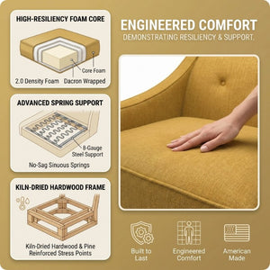 English Elm Berlin American Made Sofa Tailored Polyester Upholstery Squared Arms Living Room B2761P527931
