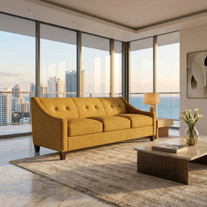 English Elm Berlin American Made Sofa Tailored Polyester Upholstery Squared Arms Living Room B2761P527931
