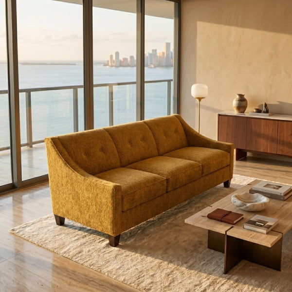English Elm Berlin American Made Sofa Tailored Polyester Upholstery Squared Arms Living Room B2761P527931