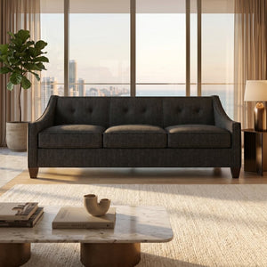 English Elm Berlin Sofa Square Arm Polyester Upholstered Transitional Living Room Seating Handcrafted Charcoal B2761P527932