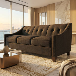 English Elm Berlin Sofa Square Arm Polyester Upholstered Transitional Living Room Seating Handcrafted Charcoal B2761P527932