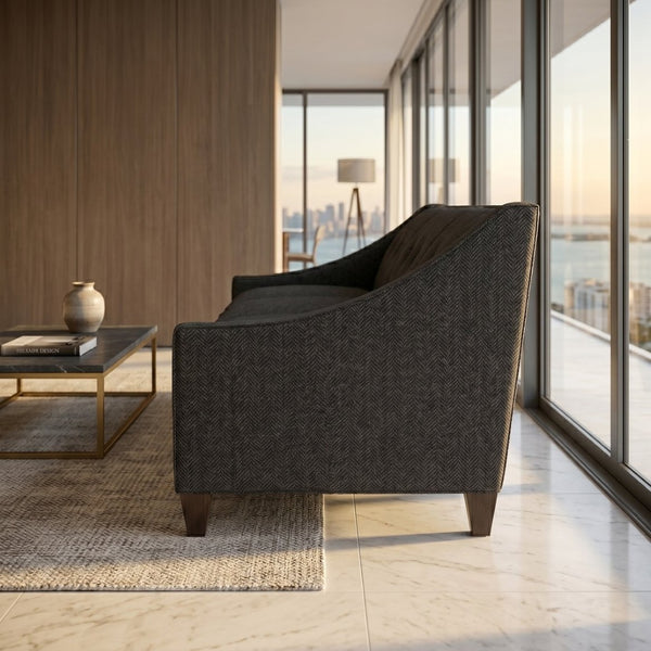 English Elm Berlin Sofa Square Arm Polyester Upholstered Transitional Living Room Seating Handcrafted Charcoal B2761P527932