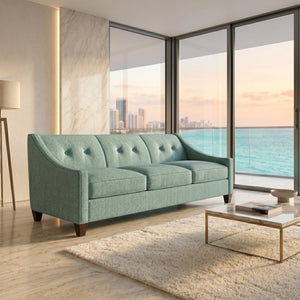 English Elm Berlin Sofa Square Arm Polyester Upholstered Transitional Living Room Seating Handcrafted Light Blue B2761P527933