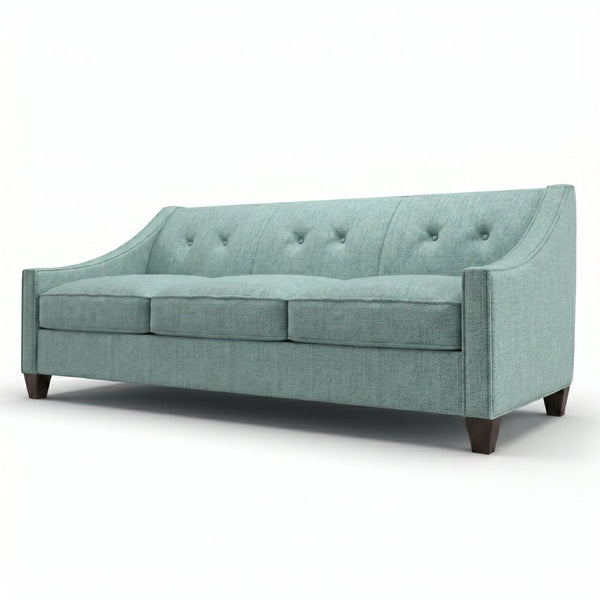 English Elm Berlin Sofa Square Arm Polyester Upholstered Transitional Living Room Seating Handcrafted Light Blue B2761P527933