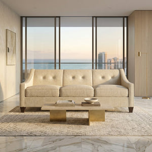 English Elm Berlin Sofa Square Arm Polyester Upholstered Transitional Living Room Seating Handcrafted Ivory B2761P527934