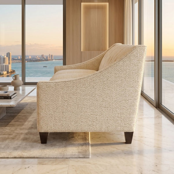 English Elm Berlin Sofa Square Arm Polyester Upholstered Transitional Living Room Seating Handcrafted Ivory B2761P527934