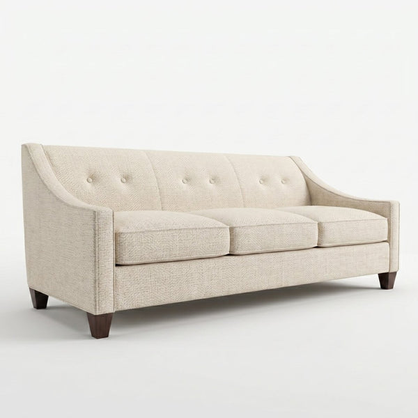 English Elm Berlin Sofa Square Arm Polyester Upholstered Transitional Living Room Seating Handcrafted Ivory B2761P527934