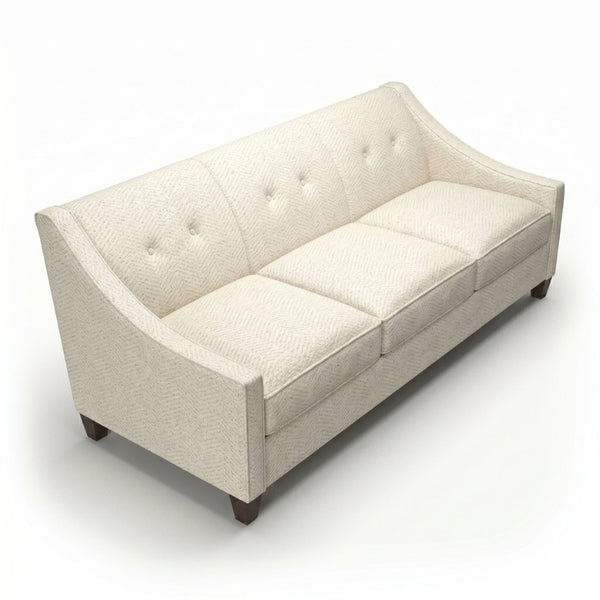 English Elm Berlin Sofa Square Arm Polyester Upholstered Transitional Living Room Seating Handcrafted Ivory B2761P527934