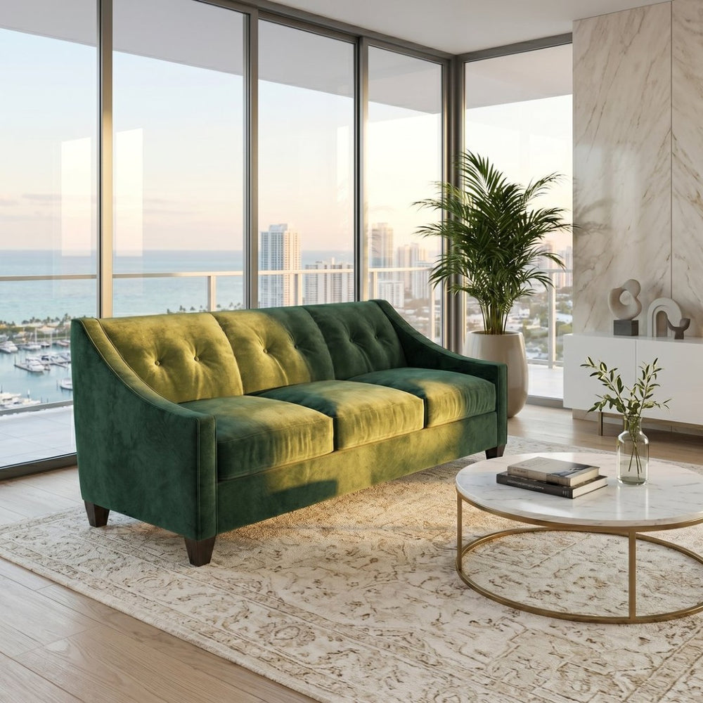 English Elm Berlin Velvet Sofa Handcrafted in Usa with Square Arms for Bold Living Rooms B2761P527935