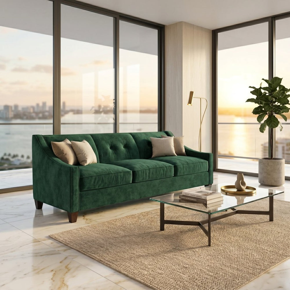 English Elm Berlin Velvet Sofa Handcrafted in Usa with Square Arms for Bold Living Rooms B2761P527935