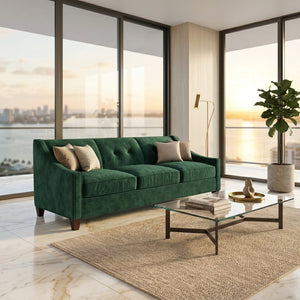 English Elm Berlin Velvet Sofa Handcrafted in Usa with Square Arms for Bold Living Rooms B2761P527935