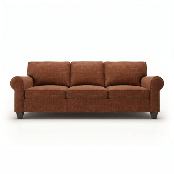 English Elm Augusta Classic Square Arm Sofa Handcrafted in Usa with Premium Polyester Upholstery Rust Insight Russet B2761P527939