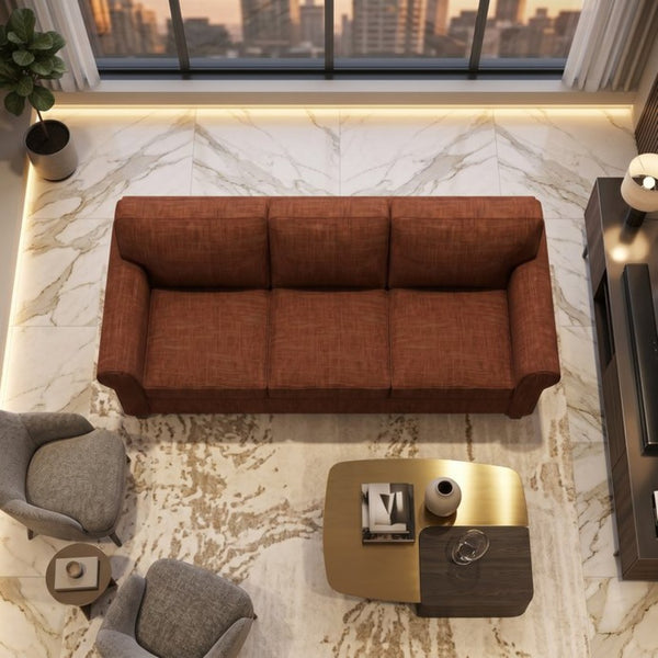 English Elm Augusta Classic Square Arm Sofa Handcrafted in Usa with Premium Polyester Upholstery Rust Insight Russet B2761P527939