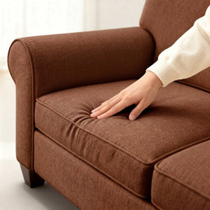 English Elm Augusta Classic Square Arm Sofa Handcrafted in Usa with Premium Polyester Upholstery Rust Insight Russet B2761P527939