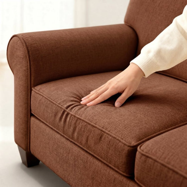 English Elm Augusta Classic Square Arm Sofa Handcrafted in Usa with Premium Polyester Upholstery Rust Insight Russet B2761P527939
