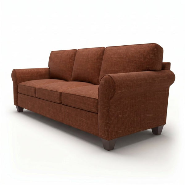 English Elm Augusta Classic Square Arm Sofa Handcrafted in Usa with Premium Polyester Upholstery Rust Insight Russet B2761P527939