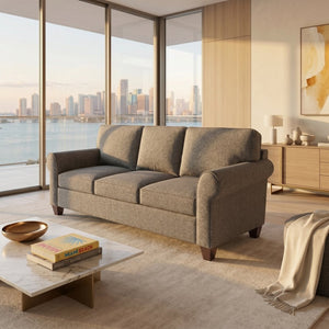 English Elm Augusta Classic Square Arm Sofa Handcrafted in Usa with Premium Polyester Upholstery Blue Gray Catalina Steel B2761P527940