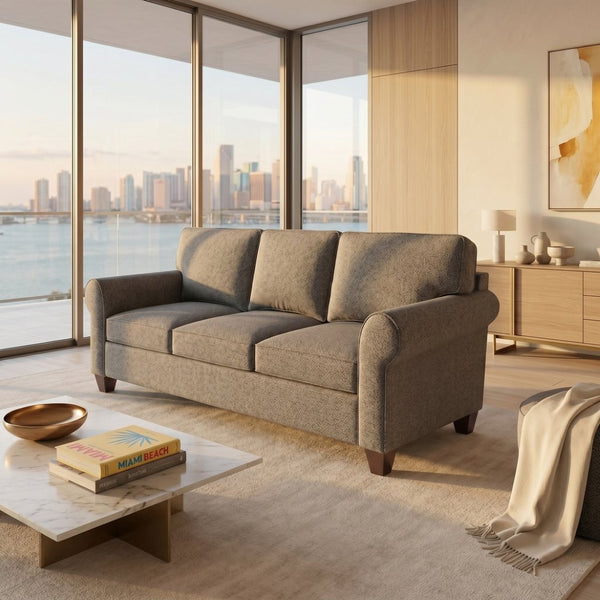 English Elm Augusta Classic Square Arm Sofa Handcrafted in Usa with Premium Polyester Upholstery Blue Gray Catalina Steel B2761P527940