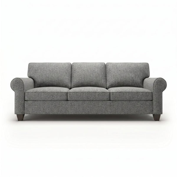 English Elm Augusta Classic Square Arm Sofa Handcrafted in Usa with Premium Polyester Upholstery Blue Gray Catalina Steel B2761P527940