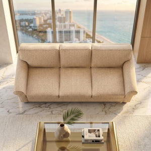 English Elm Augusta Classic Square Arm Sofa Handcrafted in Usa with Premium Polyester Upholstery Beige Redondo Oyster B2761P527941