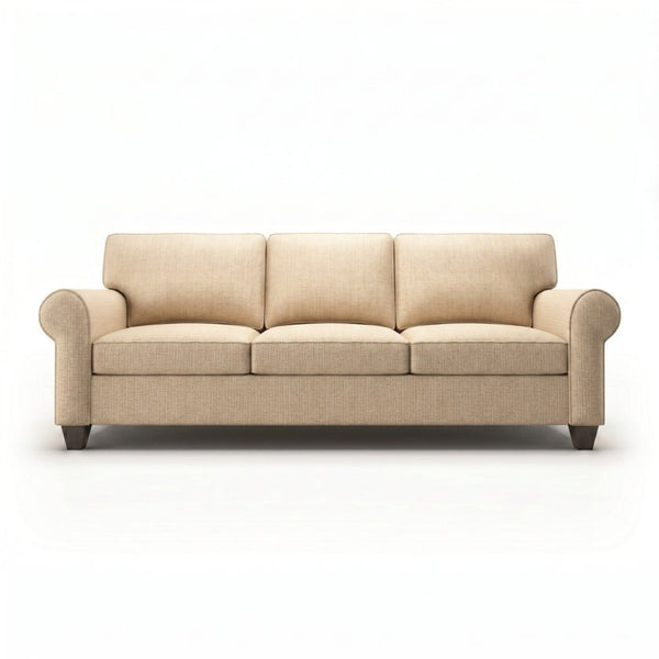 English Elm Augusta Classic Square Arm Sofa Handcrafted in Usa with Premium Polyester Upholstery Beige Redondo Oyster B2761P527941