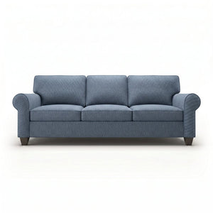 English Elm Augusta Classic Square Arm Sofa Handcrafted in Usa with Premium Polyester Upholstery Teal Blue Leslie Peacock B2761P527942