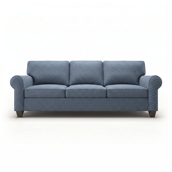 English Elm Augusta Classic Square Arm Sofa Handcrafted in Usa with Premium Polyester Upholstery Teal Blue Leslie Peacock B2761P527942