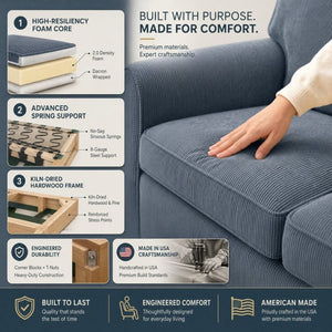 English Elm Augusta Classic Square Arm Sofa Handcrafted in Usa with Premium Polyester Upholstery Teal Blue Leslie Peacock B2761P527942