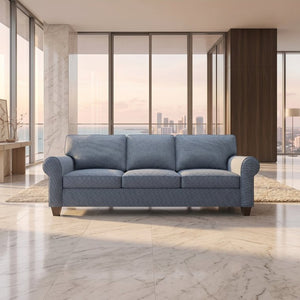 English Elm Augusta Classic Square Arm Sofa Handcrafted in Usa with Premium Polyester Upholstery Teal Blue Leslie Peacock B2761P527942