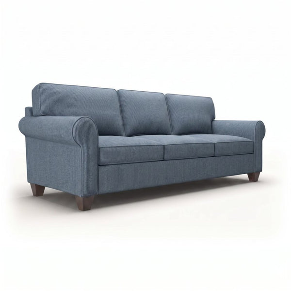 English Elm Augusta Classic Square Arm Sofa Handcrafted in Usa with Premium Polyester Upholstery Teal Blue Leslie Peacock B2761P527942