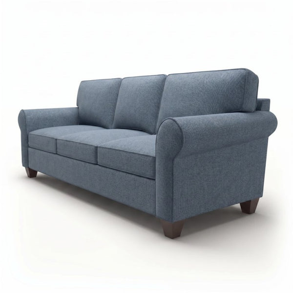 English Elm Augusta Classic Square Arm Sofa Handcrafted in Usa with Premium Polyester Upholstery Teal Blue Leslie Peacock B2761P527942