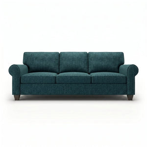 English Elm Augusta Classic Square Arm Sofa Handcrafted in Usa with Premium Polyester Upholstery Teal Blue Hepburn Teal B2761P527943
