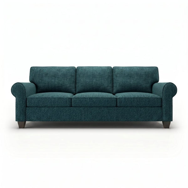 English Elm Augusta Classic Square Arm Sofa Handcrafted in Usa with Premium Polyester Upholstery Teal Blue Hepburn Teal B2761P527943