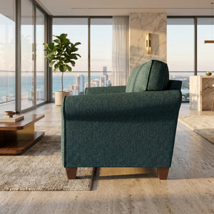 English Elm Augusta Classic Square Arm Sofa Handcrafted in Usa with Premium Polyester Upholstery Teal Blue Hepburn Teal B2761P527943
