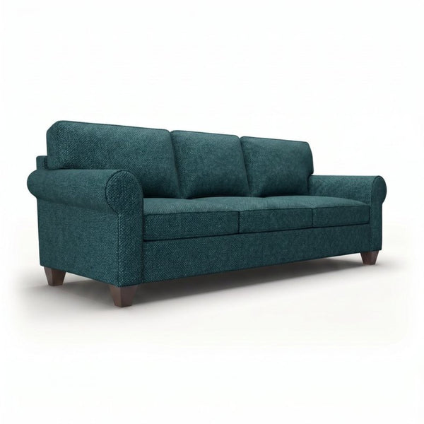 English Elm Augusta Classic Square Arm Sofa Handcrafted in Usa with Premium Polyester Upholstery Teal Blue Hepburn Teal B2761P527943
