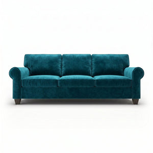 English Elm Augusta Velvet Sofa Handcrafted in Usa with Structured Square Arms for Living Rooms Peacock Blue B2761P527944
