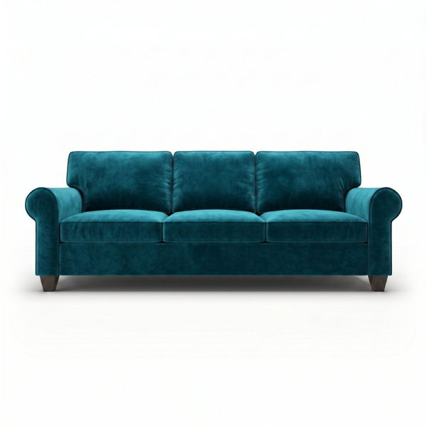English Elm Augusta Velvet Sofa Handcrafted in Usa with Structured Square Arms for Living Rooms Peacock Blue B2761P527944