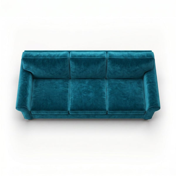 English Elm Augusta Velvet Sofa Handcrafted in Usa with Structured Square Arms for Living Rooms Peacock Blue B2761P527944