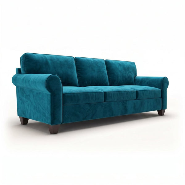 English Elm Augusta Velvet Sofa Handcrafted in Usa with Structured Square Arms for Living Rooms Peacock Blue B2761P527944